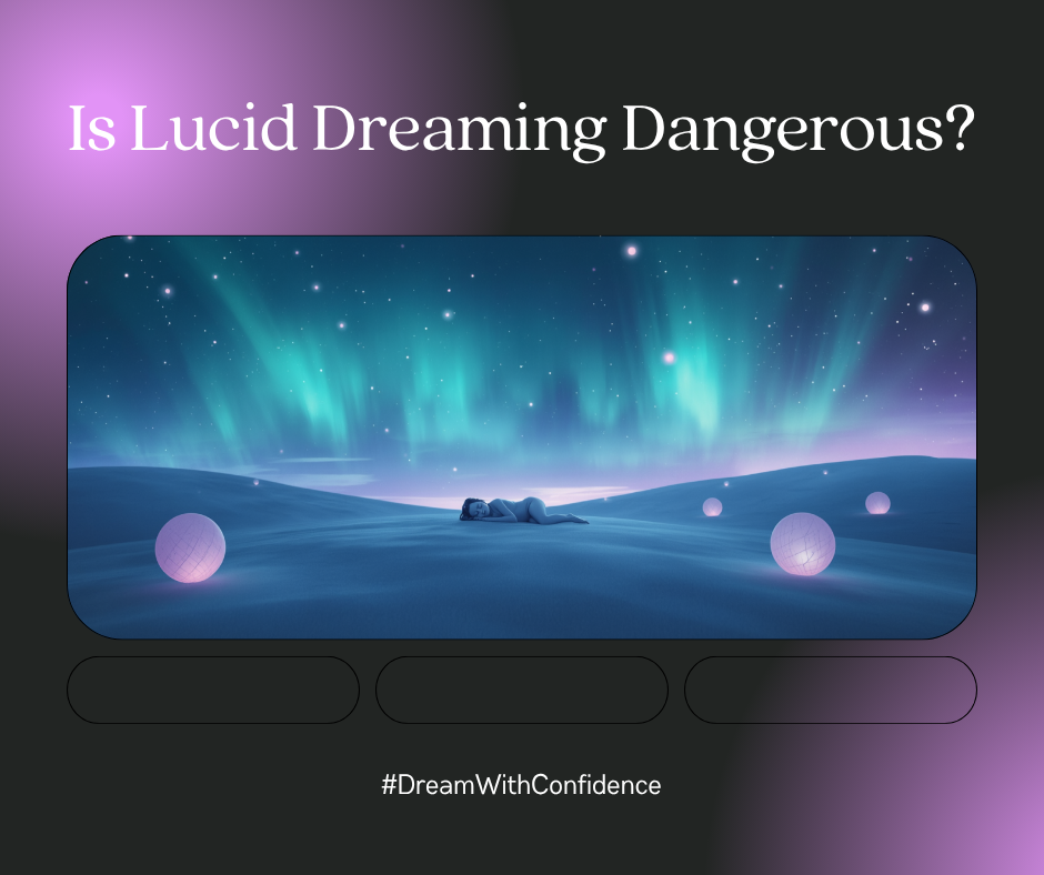 Is lucid dreaming dangerous? A peaceful sleeper under a calm aurora night sky