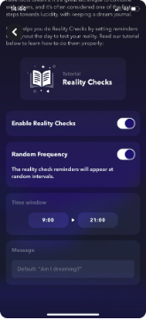 Oniri App Reality Checks