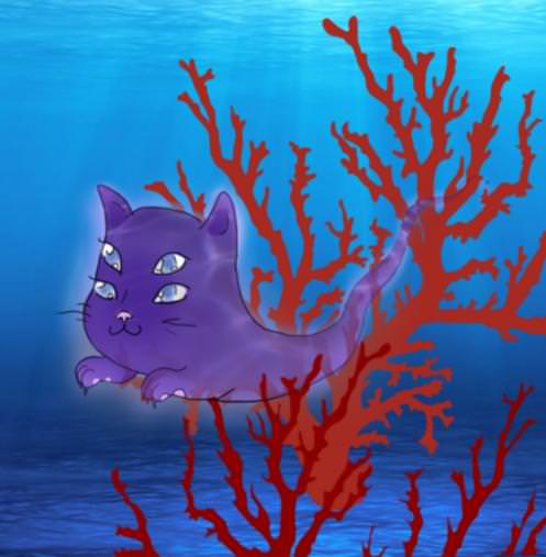 Underwater Ghost Cat by Nicole Reyes Alves