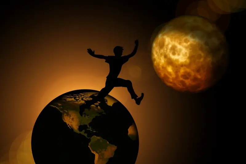 Man leaps between planets to self-awareness